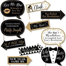 Photoprops Funny New Year's Eve Gold New Years Eve Decor Photo Booth Props Kit 10 Pc Gold Gold