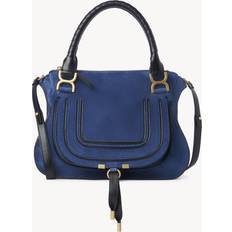 Marcie Medium Zip Suede Satchel Bag DEEP DENIM