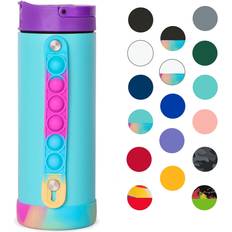 Elemental Elemental Iconic Pop Fidget Kids Water Bottles Triple Wall Vacuum Insulated Stainless Steel Leak Proof with Straw Lid 14oz Popin’ Blue Tie Dye