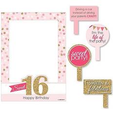 Sweet 16 birthday party selfie photo booth picture frame & props