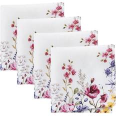 Polyester Cloth Napkins Elrene Fashions Poppy Wildflower Botanical Border Cloth Napkin