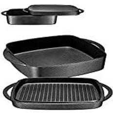 Bruntmor 2 In 1 Pre-Seasoned Square Cookware Set with lid