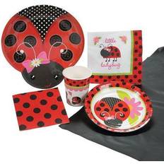 Birthday Trains Fun Express Little ladybug tableware kit for 8 guests party supplies 57 pieces