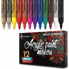 PINTAR Premium Acrylic Paint Pens - (24-Pack) Fine Tip Pens For Rock  Painting, Wood, Paper, Fabric & Porcelain, Craft Supplies, DIY project
