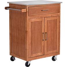 Natural wood kitchen island Costway Natural Wood Kitchen Cart Island Trolley Table