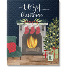 Stupell Industries Cozy Christmas Fireplace Mantle Graphic Art Gallery Wrapped Wall Decor