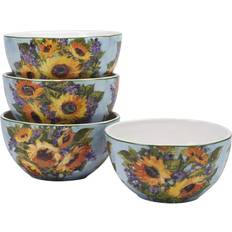 Blue Dessert Bowls Certified International Sunflower Bouquet Set 4 Ice Cream Dessert Bowl