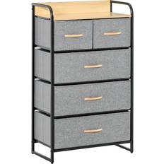 HOMCOM 5 Drawer Fabric Dresser Tower 4 Tier Storage Organizer with