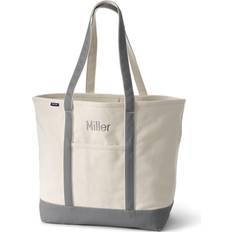 Lands' End Natural Zip Top Canvas Tote Bag, Size: Small