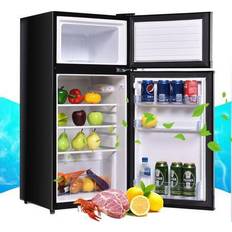 Black Freestanding Refrigerators Costway 2 Doors Compact Mini Black