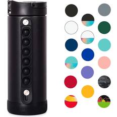 Elemental Iconic Pop Fidget Kids Water Bottles Triple Wall Vacuum Insulated Stainless Steel Leak Proof with Straw Lid 14oz Black