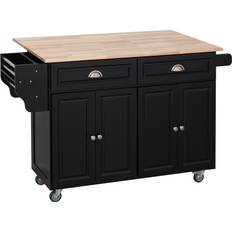 Tables Homcom Rolling Kitchen Island on Wheels Trolley Table 29.2x57.5"