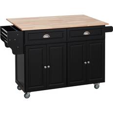 Trolley Tables Homcom Rolling Kitchen Island on Wheels Trolley Table 29.2x57.5"