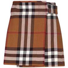 Check Wool Pleated Skirt in Dark Birch Brown - Women | Burberry® Official