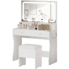 Dressing table with mirror Ironck Vanity Desk Set with LED Lighted Mirror Dressing Table 15.7x31.5"