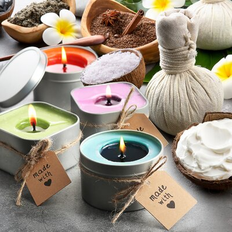 Casting Hearth & Harbor Natural Soy Wax and DIY Candle Making Supplies Wax Flakes, Candle Tins, Cotton Wicks, and 2 Centering Devices N/A