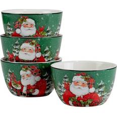 Red Dessert Bowls Certified International Christmas Lodge Santa Set Ice Cream Dessert Bowl 4