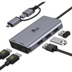 Cables 3.0 to dual hdmi docking station windows macos usb c/usb 3.0 adapte...