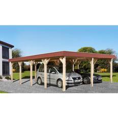 Weka Holzbau, Carport + Garage, Leimholz-Flachdach Doppelcarport 615 Gr.2 (Gebäudefläche )