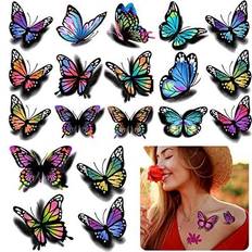 126pcs butterfly temporary tattoo 3d stickers tattoo butterflies and flowers