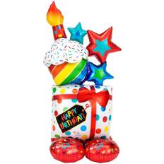 Anagram amscan 55" Stacked Birthday Icons Airloonz Foil Balloon, Multicolor