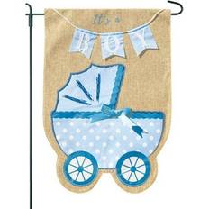 Baby banner baby boy garden flag, yard sign, car decoration blue carriage