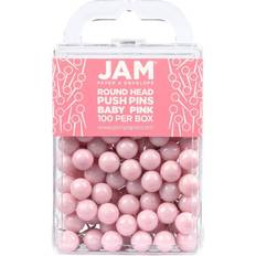 Jam Paper Round Head Push Pins, Baby Pink 100/Pack 346RTBAPI Pink
