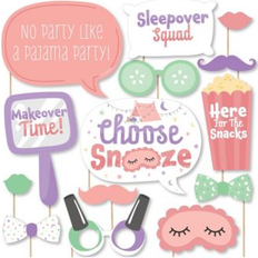 Pajama slumber party girls sleepover birthday party photo booth props kit 20 ct