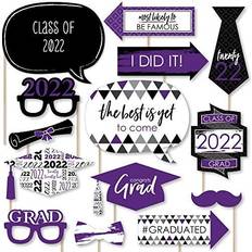 Big Dot of Happiness Purple 2023 Graduation Party Photo Booth Props Kit 20 Count