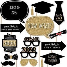 Graduation party tassle worth the hassle gold 2023 photo booth props kit 20 ct