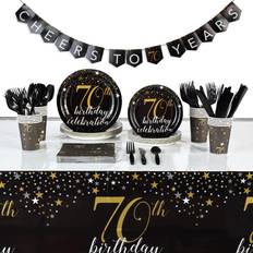 Plates, Cups & Cutlery Sparkle and Bash 170-piece 70th birthday party supplies decorations for men, women, serves 24