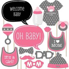 Baby Girl Baby Shower Photo Booth Props Kit 20 Count Pink Pink