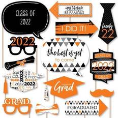 Big Dot of Happiness Orange 2023 Graduation Party Photo Booth Props Kit 20 Count