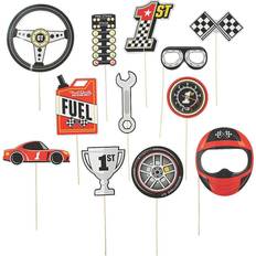 Fun Express Race car photo stick props, apparel accessories, 12 pieces