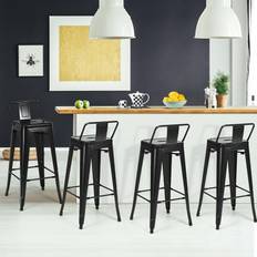 Black Bar Stools Costway Set 4 Low Bar Stool