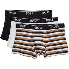 Hugo Boss White Men's Underwear HUGO BOSS Power Design Logo Waistband Trunks, Pack of Beige