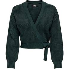 Only V-Neck Dropped Shoulders Knitted Cardigan - Grey/Green Gables