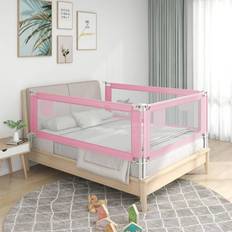 Sengehest vidaXL Toddler Safety Bed Rail Pink 90x25 Fabric Baby Cot Bed Protection