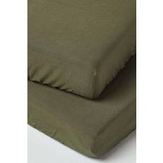 Leinen Bettlaken Homescapes Soft Linen Fitted Cot Bed Sheet Green (120x60cm)