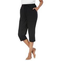 Pants Dreams & Co Women's Knit Sleep Capri Plus Size - Black