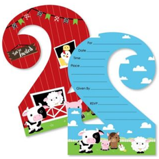 2nd birthday farm animals shaped fill-in invitations with envelopes 12 ct