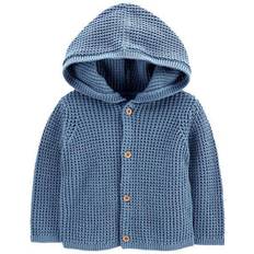 Buttons Cardigans Children's Clothing Carter's Baby's Hooded Cotton Cardigan - Blue