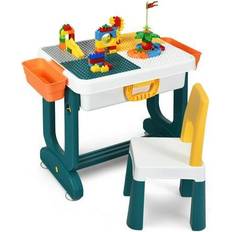 Topbuy kids 5-in-1 building block table w/chair top