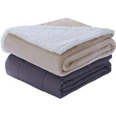 Soft Sherpa Reversible 15lb Weight Blanket Beige, White