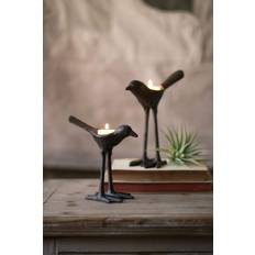 KALALOU Set of Cast Iron Bird Tea Light Candle Holder