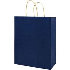 Kraft Bagmad 100 pack 5.25x3.25x8 inch small blue paper bags with handles bul