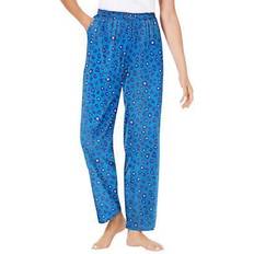 Dreams & Co Women's Knit Sleep Pant Plus Size - Pool Blue Animal