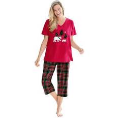 Pajamas plus size Plus Women's 2-Piece Capri PJ Set by Dreams & Co. in Classic Red Plaid Size 6X Pajamas