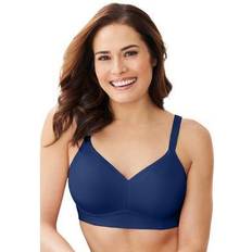 Catherines Plus Women's Wireless Back Smoothing Bra in Evening Blue Size DD