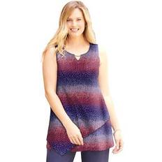 Tank Tops Catherines Plus Women's Monterey Mesh Tank in Red White Blue Dot Size 0XWP